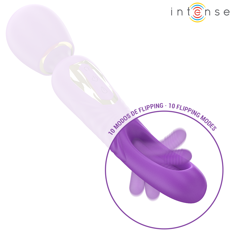 Bacchetta vibrante Christy con lingua mobile di INTENSE FUN, dispositivo stimolante elegante e colorato per il piacere personale.