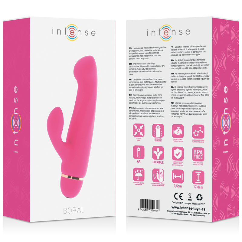 Silicone rosa INTENSE Boral 20 Velocit, prodotto della linea INTENSE FUN, visibile in primo piano.