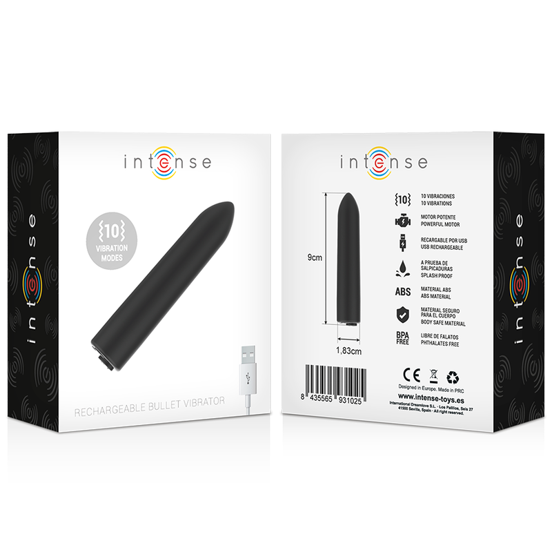 Bullet vibratore INTENSE Fun con 10 modalità, design compatto e colorato, ideale per stimolazione personale.