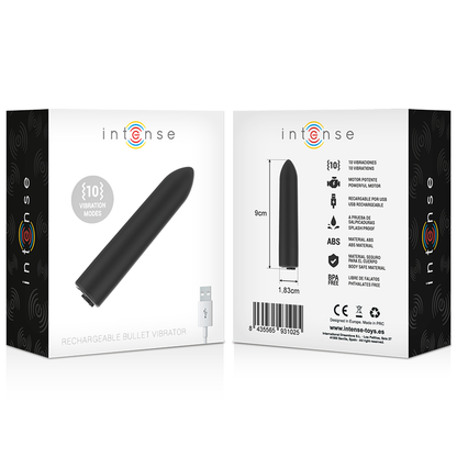 Bullet vibratore INTENSE Fun con 10 modalità, design compatto e colorato, ideale per stimolazione personale.