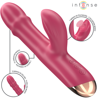 Vibratore multifunzione rosso Intense Chloe di Intense Fun, design elegante e versatile per piacere e stimolazione.