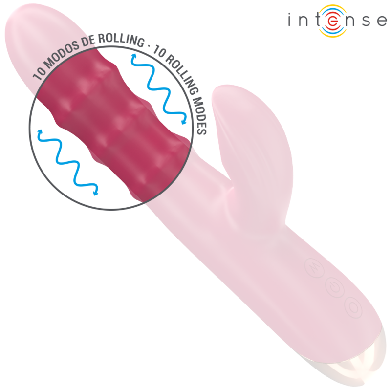 Vibratore multifunzione 3 in 1 INTENSE CHLOE rosso, silicone morbido, design ergonomico e dettagli realistici.