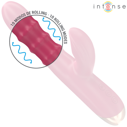 Vibratore multifunzione 3 in 1 INTENSE CHLOE rosso, silicone morbido, design ergonomico e dettagli realistici.