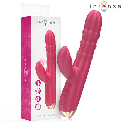 Vibratore multifunzione 3 in 1 INTENSE CHLOE di colore rosso, design elegante e versatile, marca INTENSE FUN.