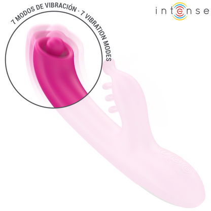 Vibratore multifunzione INTENSE Christina Rabbit rosa, 22,5 cm, con design ergonomico e texture morbida.