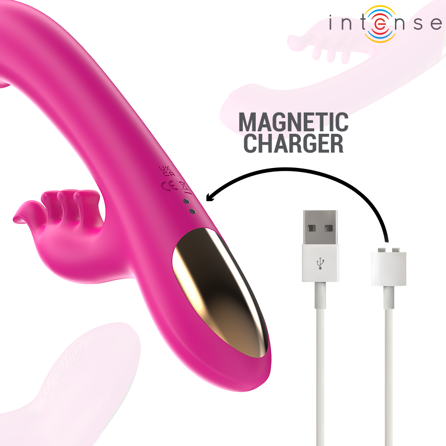 Vibratore multifunzione Christina Rabbit rosa di 22,5 cm del marchio INTENSE FUN, con design ergonomico e funzionalità multiple.