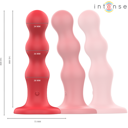 Vibratore con ventosa e telecomando rosso INTENSE FUN, design elegante e funzionale, ideale per stimolazione e divertimento.