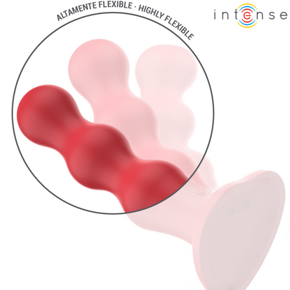 Vibratore con ventosa e telecomando rosso INTENSE FUN, design elegante e funzionale, ideale per stimolazione intensa.
