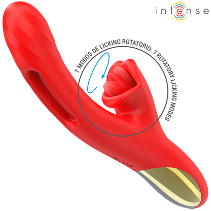 Vibratore multifunzione Jessica INTENSE FUN, stimolazione clitoride, 24,8 cm, rosso, con design ergonomico e dettagli lisci.