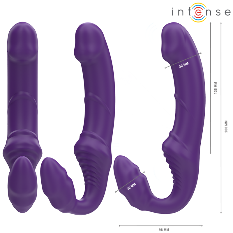 Vibratore doppio INTENSE Jill viola da 20 cm con telecomando, design ergonomico e materiali morbidi, ideale per stimolazione intensa.