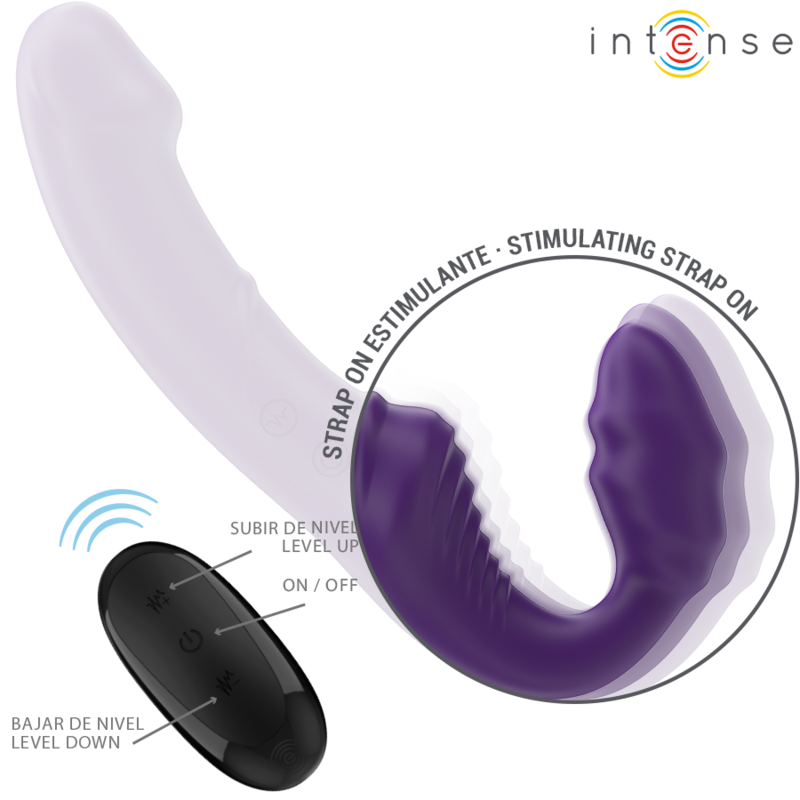 Vibratore doppio INTENSE Jill di 20 cm color viola con telecomando, design ergonomico e materiali di alta qualità.
