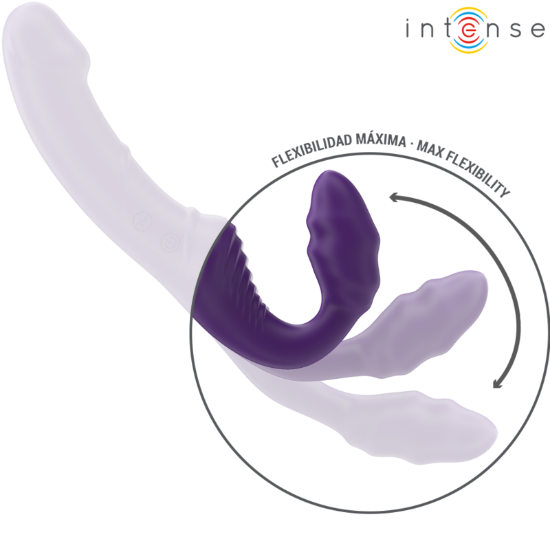 Vibratore doppio INTENSE JILL viola di 20 cm con telecomando, design ergonomico e dettagli realistici.