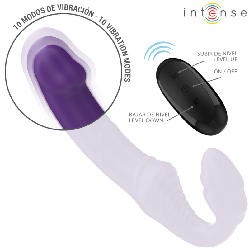 Vibratore doppio viola INTENSE JILL di 20 cm con telecomando, design ergonomico e materiale morbido.