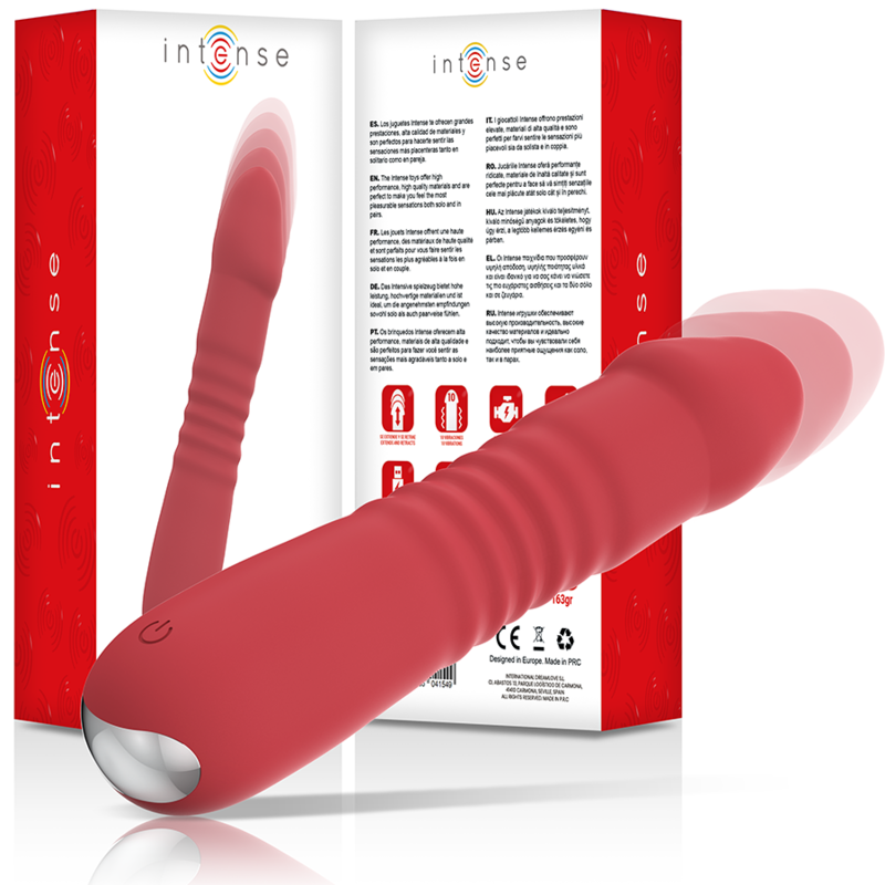 Dispositivo vibrante rosso INTENSE FUN JUNI UP & DOWN con 10 modalità di vibrazione, visibile immagine del prodotto.