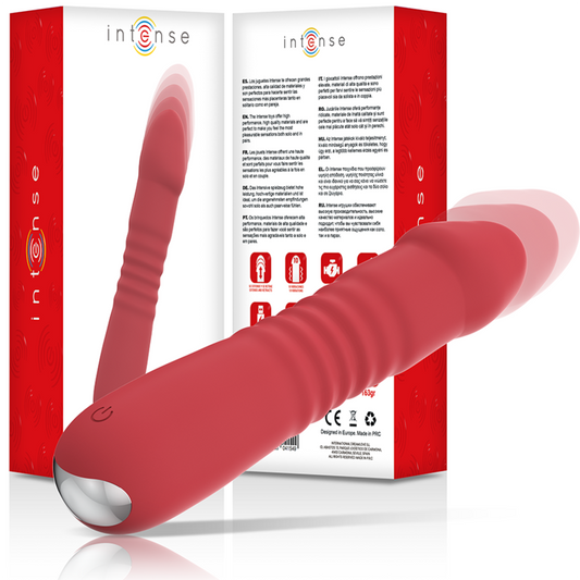 Dispositivo vibrante rosso INTENSE FUN JUNI UP & DOWN con 10 modalità di vibrazione, visibile immagine del prodotto.