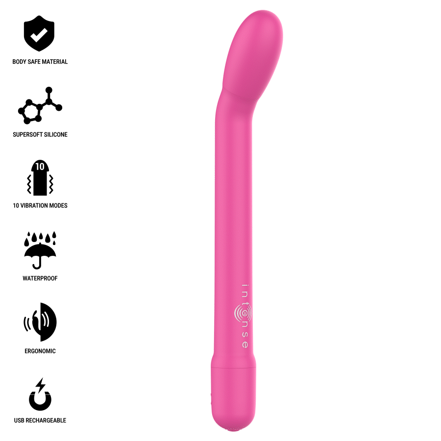 Stimolatore punto G ricaricabile rosa INTENSE FUN, elegante e compatto, ideale per il piacere e la stimolazione personale.