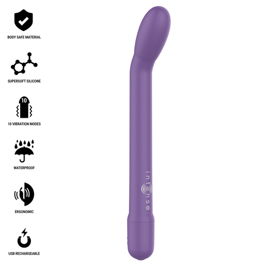 Stimolatore Punto G ricaricabile INTENSE Karlie viola, dispositivo vibrante e versatile per il piacere, marchio INTENSE FUN.