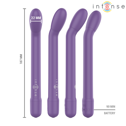 Stimolatore Punto G ricaricabile INTENSE Karlie viola, design ergonomico e funzionale, prodotto da INTENSE FUN.