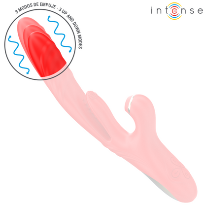 Vibratore multifunzione INTENSE Karol di INTENSE FUN, stimolazione e onde stimolanti, colore rosso, design ergonomico.