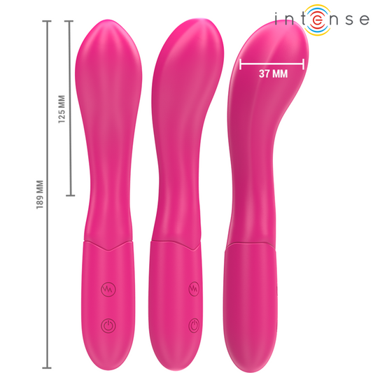 Vibratore rosa INTENSE Lisette lungo 19 cm, flessibile con 10 modalità di vibrazione, prodotto da INTENSE FUN.