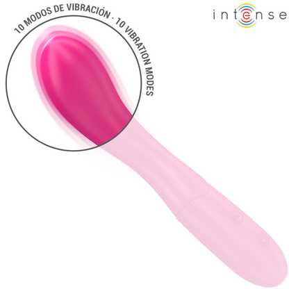 Vibratore rosa INTENSE LISETTE di 19 cm con corpo flessibile e 10 modalità di vibrazione, brand INTENSE FUN.