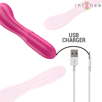 Vibratore LISSETTE INTENSE FUN, lungo 19 cm, flessibile, con 10 modalità di vibrazione, colore rosa.