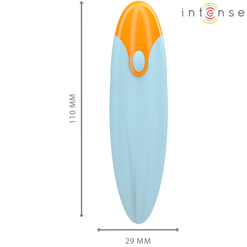 Bullet vibrante INTENSE Mike blu con 10 modalità di vibrazione, design compatto e discreto, marca INTENSE FUN.