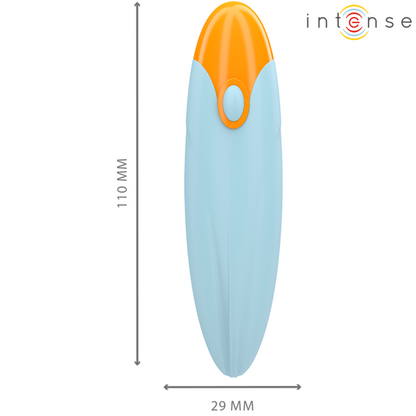 Bullet vibrante INTENSE Mike blu con 10 modalità di vibrazione, design compatto e discreto, marca INTENSE FUN.