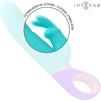 Vibratore rabbit blu INTENSE FUN Monica con stimolatore G-spot rotante, design elegante e funzionale per il piacere.