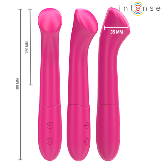 Vibratore rosa INTENSE Paty di 19 cm flessibile con 10 modalità di vibrazione, modello 2, prodotto da INTENSE FUN.
