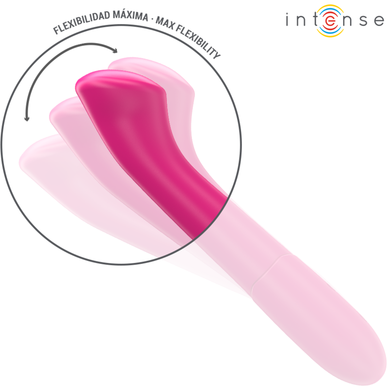 Vibratore femminile INTENSE Paty, 19 cm flessibile, con 10 vibrazioni, modello 2, colore rosa.
