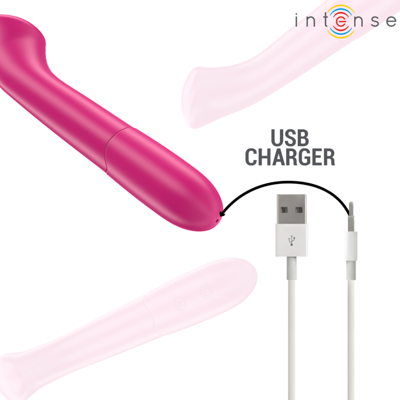 Vibratore Intense Paty da 19 cm flessibile con 10 vibrazioni, modello 2, colore rosa, prodotto da Intense Fun.