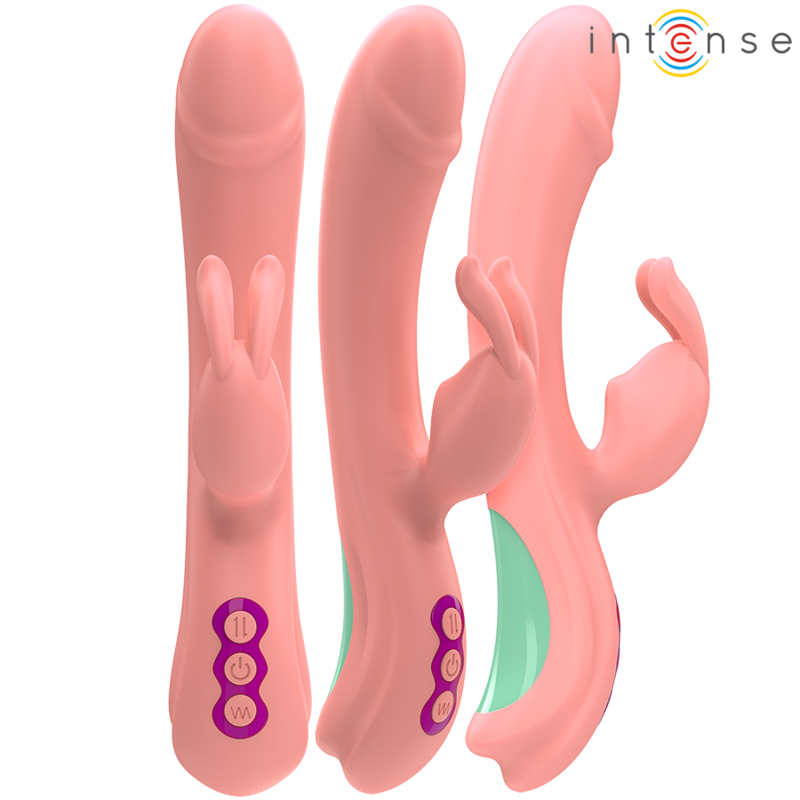 Vibratore rosa INTENSE Rachel Rabbit con 5 modalità di vibrazione, design ergonomico e dettagli di alta qualità.