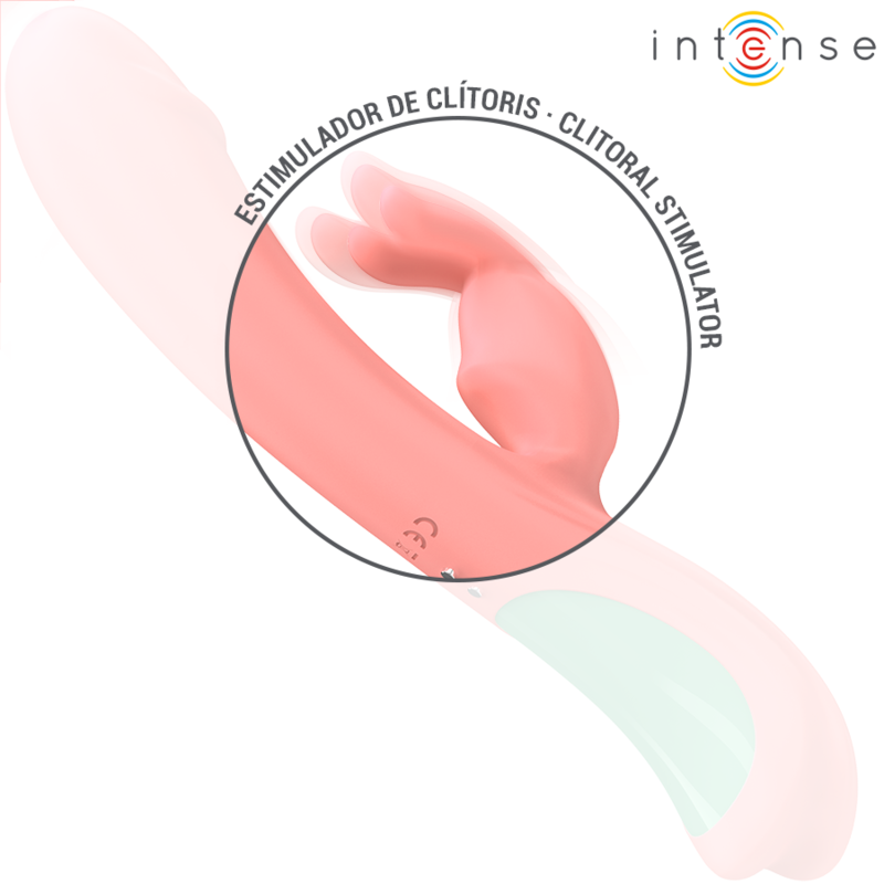 Vibratore a coniglio rosa INTENSE RACHEL con 5 modalità di vibrazione, design ergonomico e dettagli realistici.