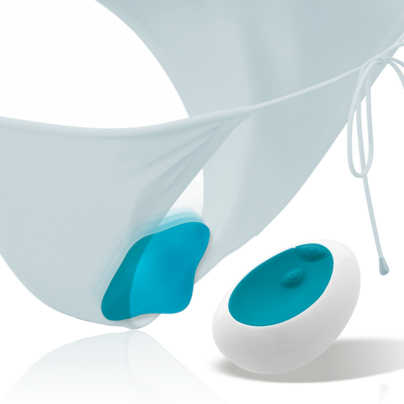 Perizoma blu INTENSE SAMANTHA PANTIE REMOTE CONTROL di INTENSE FUN, dettagli in tessuto e design seducente.
