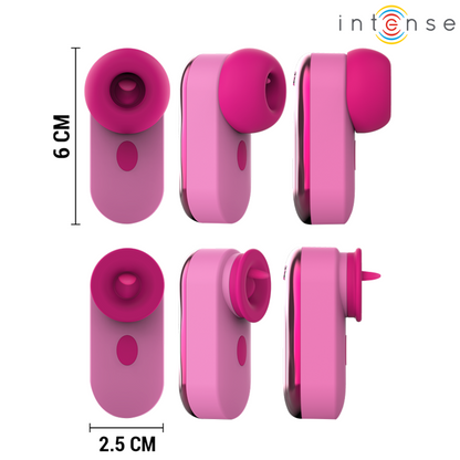 Stimolatore clitoride Sabrina rosa del marchio INTENSE FUN, dispositivo di piacere per il benessere femminile.
