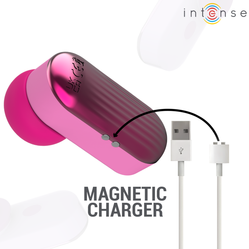 Stimolatore clitoride Sabrina rosa di INTENSE FUN, dispositivo compatto e ergonomico per piacere intimo femminile.