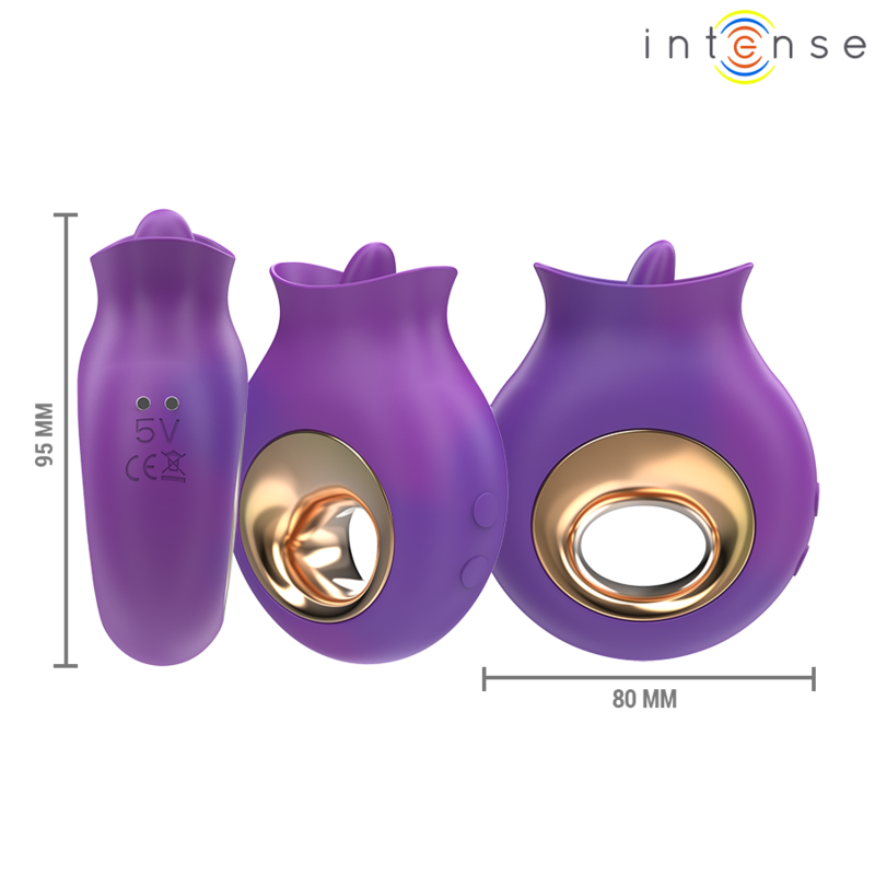 Stimolatore clitorideo INTENSE Tuli con 9 vibrazioni e 9 oscillazioni, colore viola, prodotto per il piacere intimo.