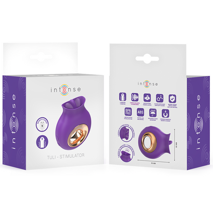 Stimolatore clitorideo INTENSE Tuli con 9 vibrazioni e 9 oscillazioni, colore viola, design ergonomico e funzionale.