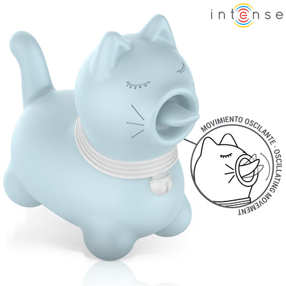 Stimolatore Duchess di INTENSE FUN con lingua rotante a 360°, colore blu, design elegante e dettagli realistici.