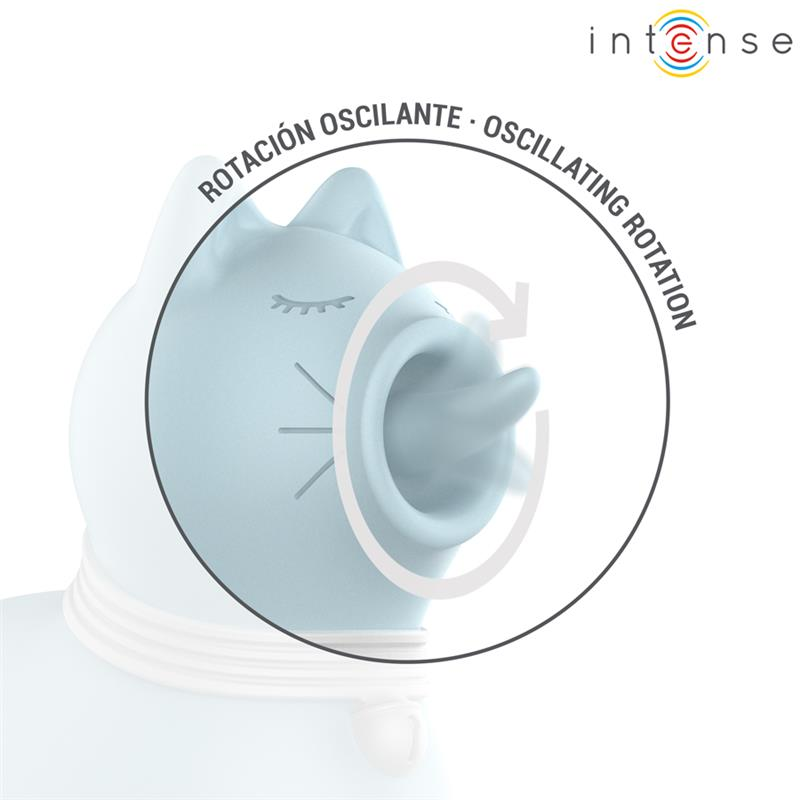 Stimolatore Duchess INTENSE FUN con lingua rotante a 360° di colore blu, design ergonomico e dettagli realistici.
