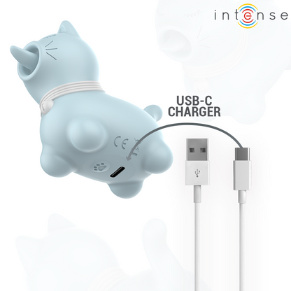 Stimolatore duchess INTENSE FUN con lingua rotante a 360° blu, design elegante e funzionale, per piacere intenso e stimolante.