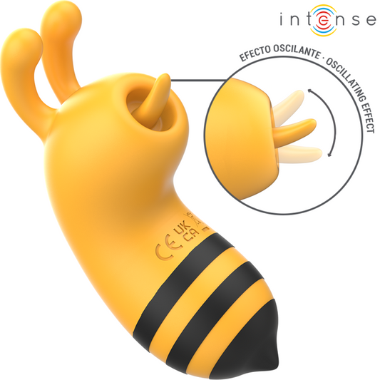 Stimolatore Maya di INTENSE FUN con lingua rotante a 360°, design ergonomico e dettagli realistici in silicone.