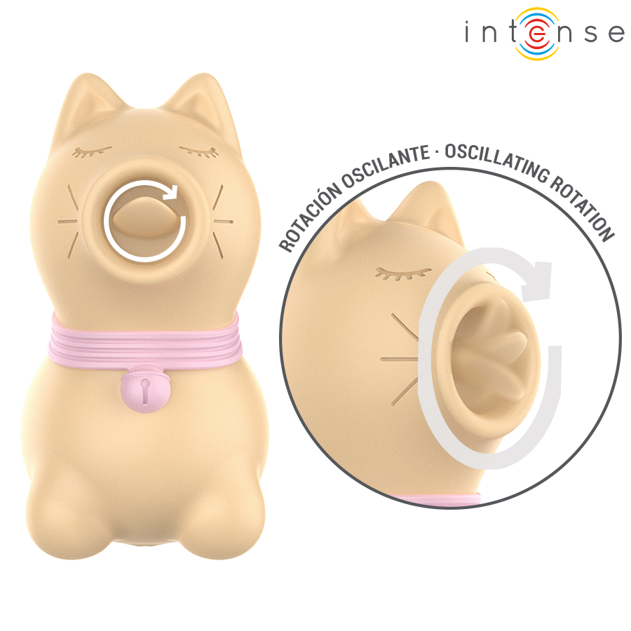 Stimolatore toloso INTENSE FUN con lingua rotante a 360°, colore giallo, design ergonomico e dettagli realistici.