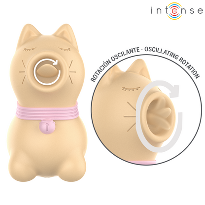 Stimolatore toloso INTENSE FUN con lingua rotante a 360°, colore giallo, design ergonomico e dettagli realistici.