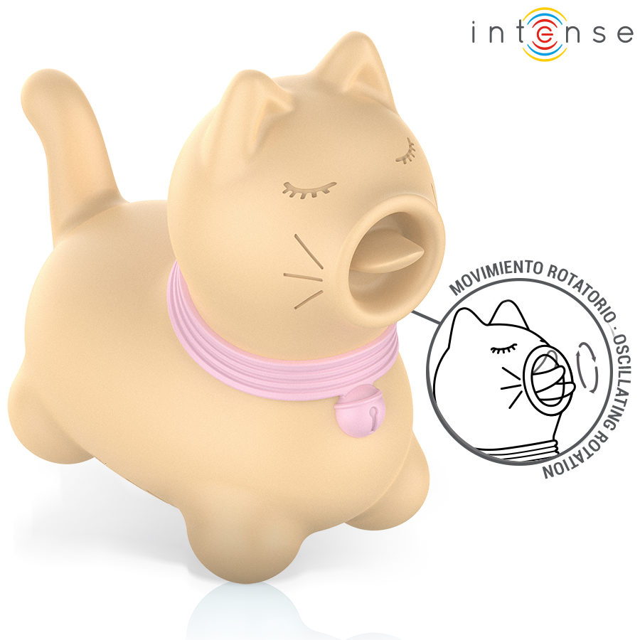 Stimolatore toloso INTENSE FUN con lingua rotante a 360°, colore giallo, design ergonomico e dettagli realistici.