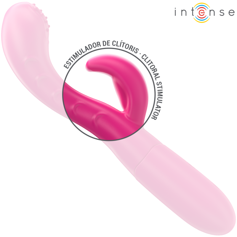 Vibratore INTENSE Amara con linguetta stimolante, 10 modalità di vibrazione, colore rosa, design ergonomico e dettagli evidenti