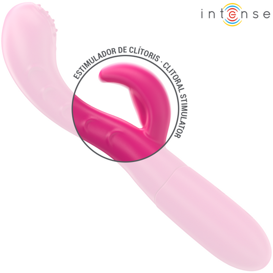 Vibratore INTENSE Amara con linguetta stimolante, 10 modalità di vibrazione, colore rosa, design ergonomico e dettagli evidenti