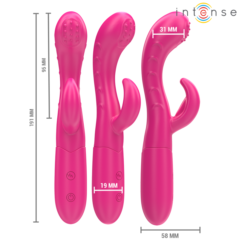 Vibratore INTENSE Fun Amara con lingua stimolante, 10 vibrazioni, colore rosa, design ergonomico e dettagliate parti stimolanti