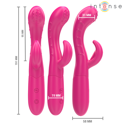Vibratore INTENSE Fun Amara con lingua stimolante, 10 vibrazioni, colore rosa, design ergonomico e dettagliate parti stimolanti